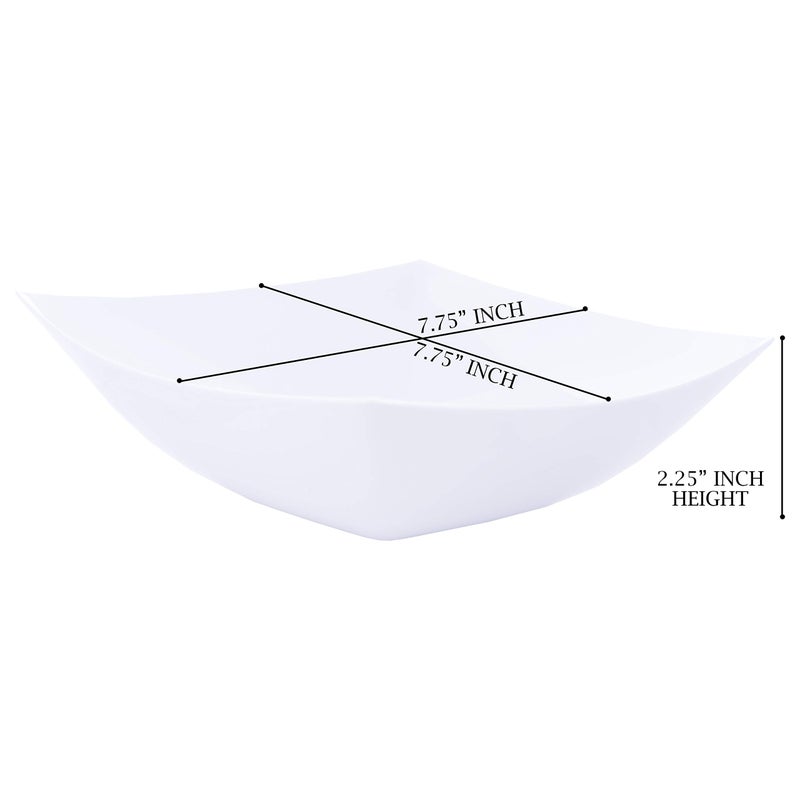 PLASTICPRO Disposable 32 ounce Square Serving Bowls, Party Snack or Salad Bowl, Medium Plastic Elegant White Pack of 4 - Image 2